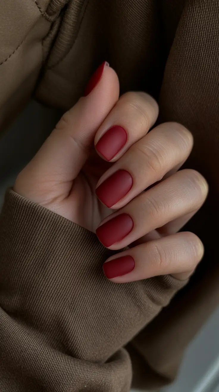 dark winter nails short Velvet Maroon Minimalism