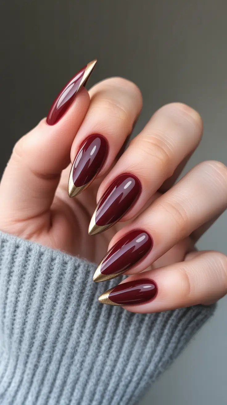 dark winter nails designs Golden Edge Glam