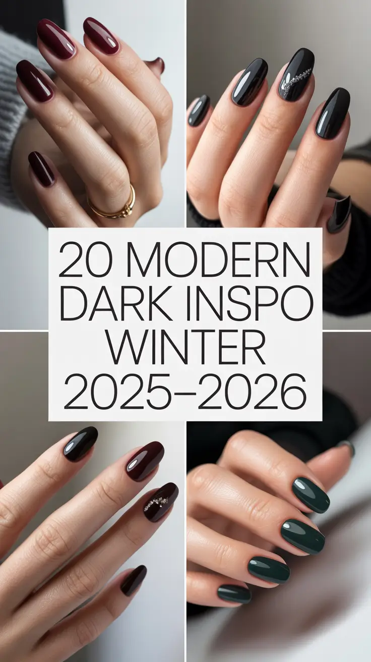Modern Dark Nail Inspo Winter 2025–2026: Chic Colours, Bold Designs & Timeless Aesthetic