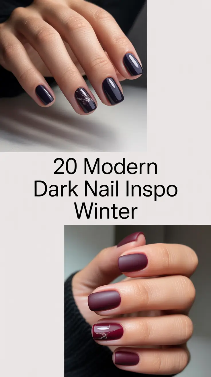 Modern Dark Nail Inspo Winter 2025–2026: Chic Colours, Bold Designs & Timeless Aesthetic