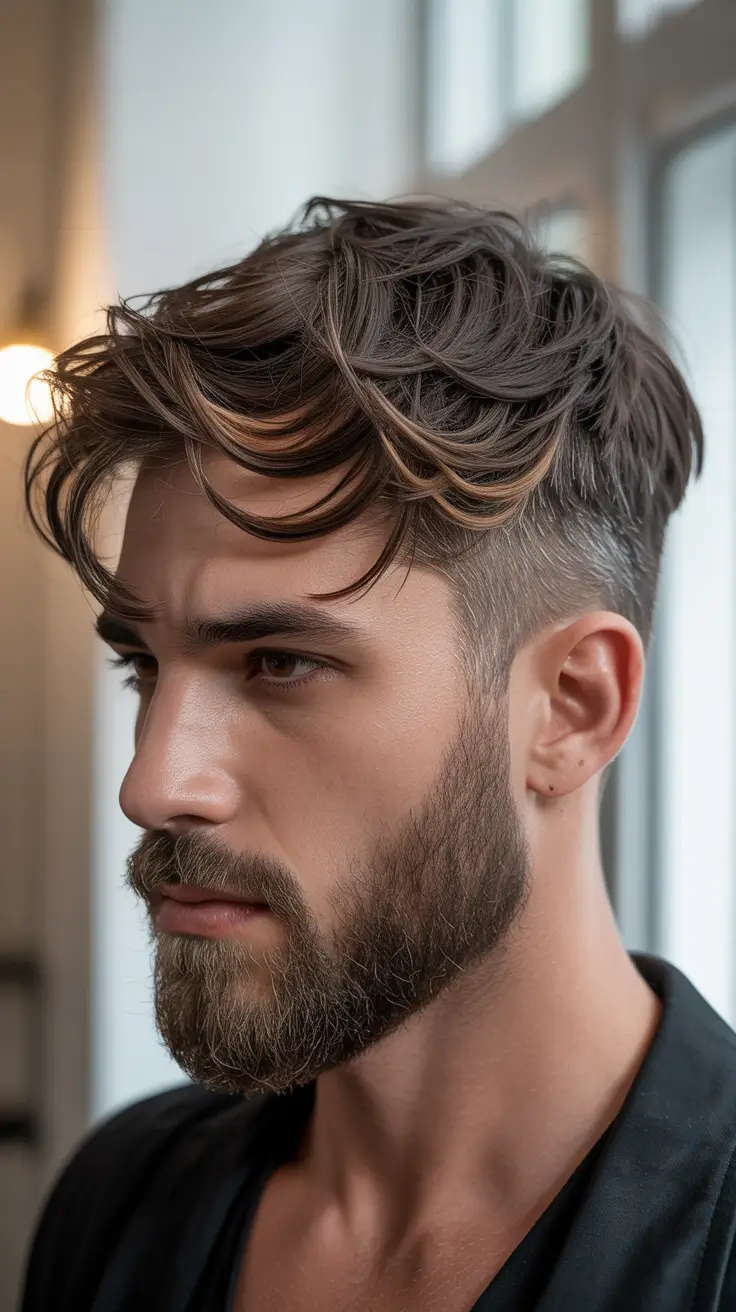 winter men's haircuts Layered Wave Texture
