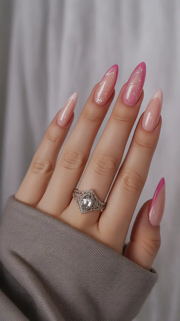 pink-winter-nails-snowflakes