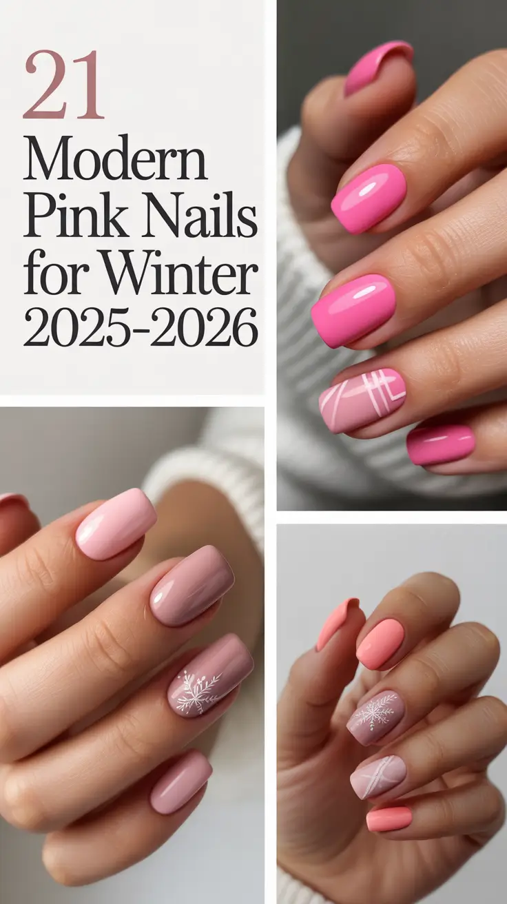 Modern Pink Nails for Winter 2025–2026: Soft, Glitter & Almond Shape Inspo for Cozy Aesthetic Looks