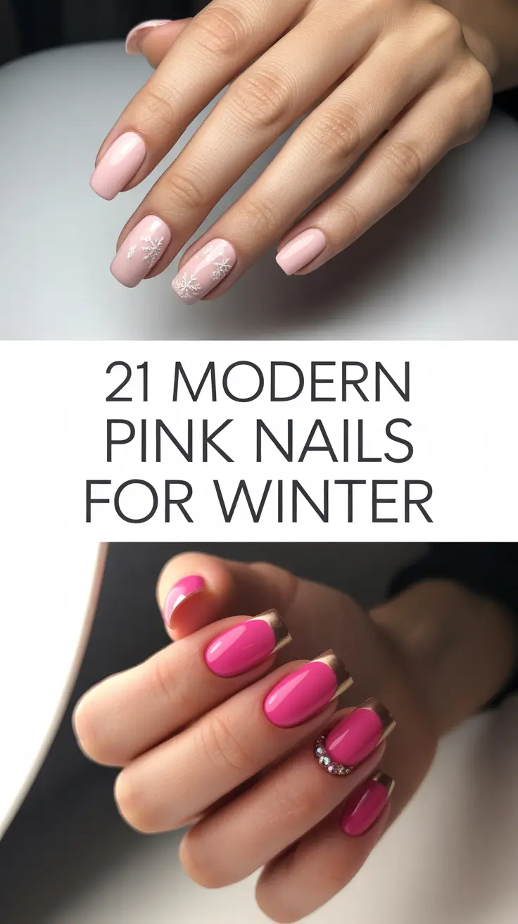 Modern Pink Nails for Winter 2025–2026: Soft, Glitter & Almond Shape Inspo for Cozy Aesthetic Looks