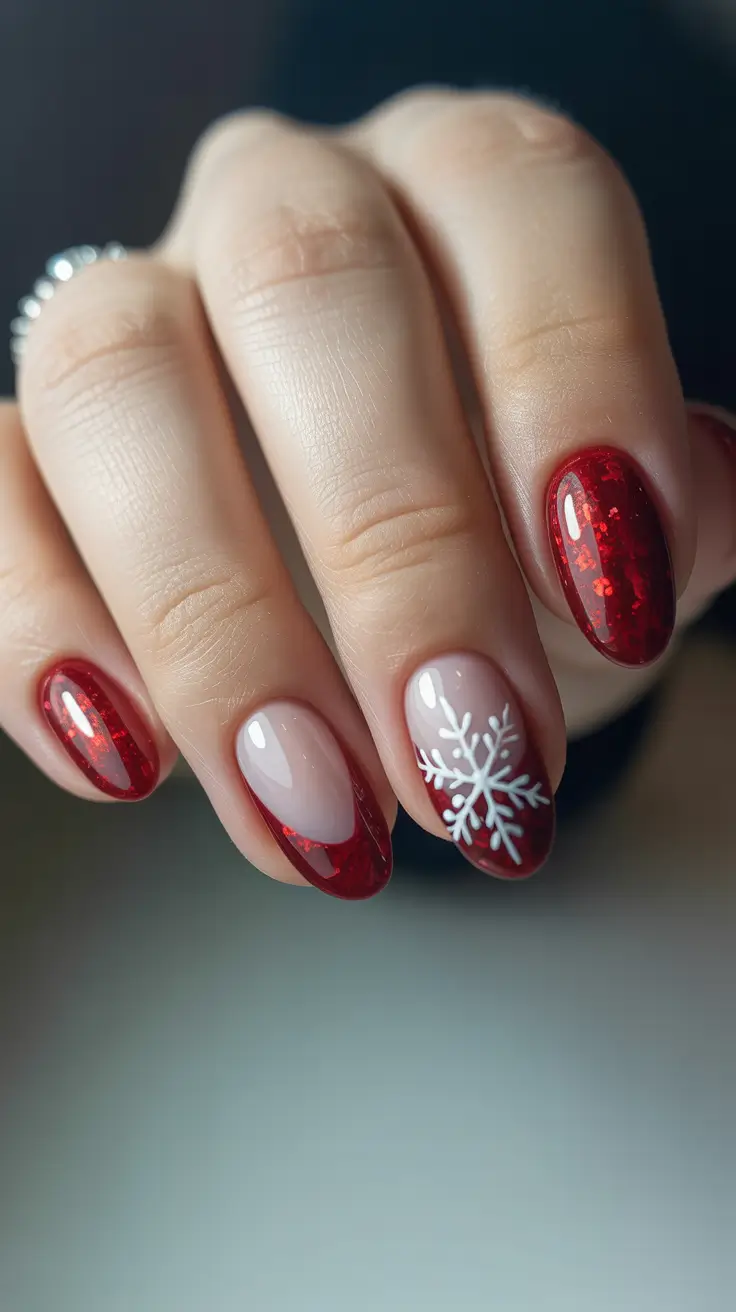 Modern Red Christmas Nails 2025 Ruby Glow French