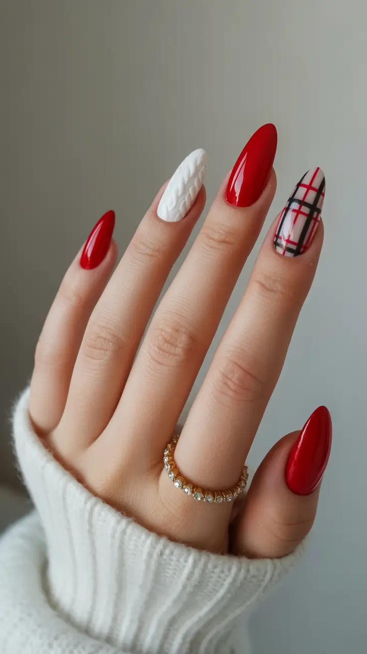 Modern Red Christmas Nails 2025 Knit & Gloss Harmony
