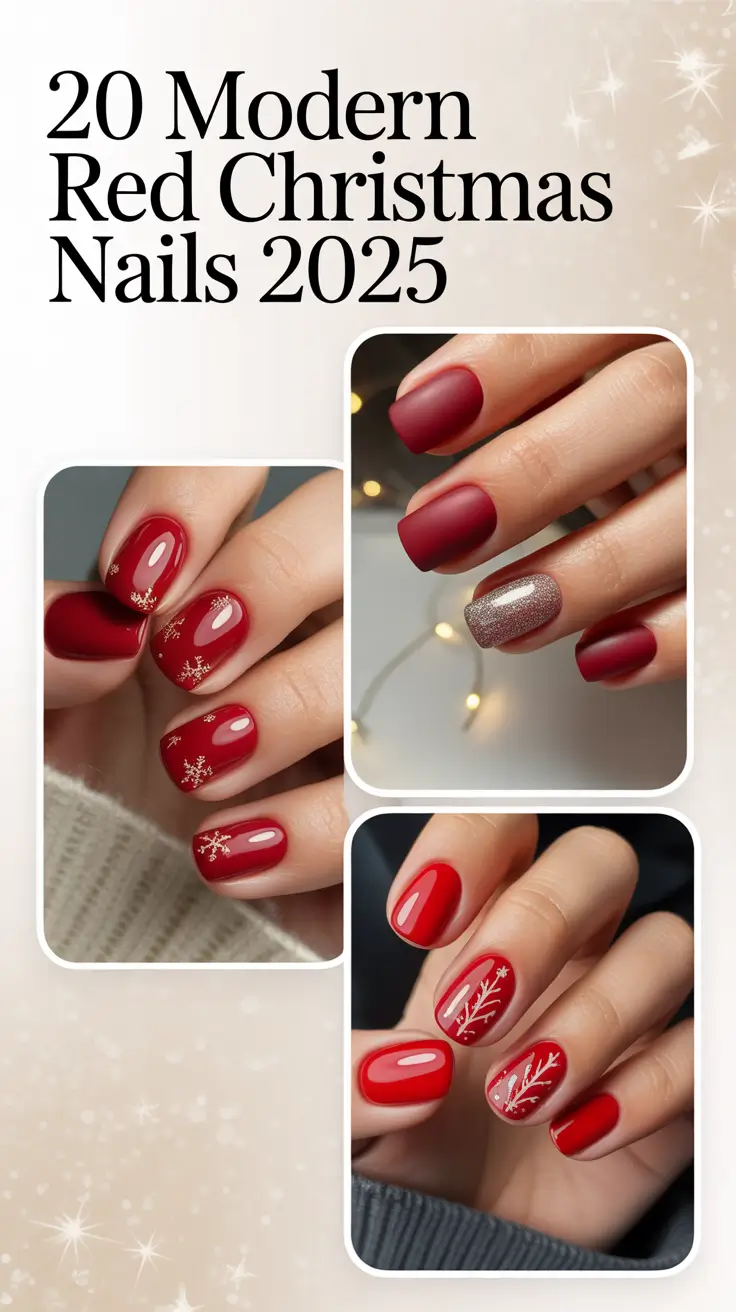 Modern Red Christmas Nails 2025: Sparkly and Classy Winter Designs to Inspire Your Holiday Look