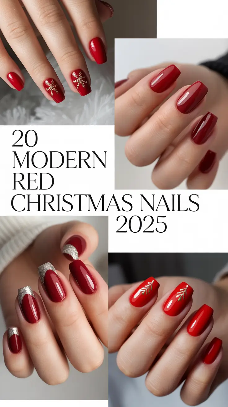 Modern Red Christmas Nails 2025: Sparkly and Classy Winter Designs to Inspire Your Holiday Look