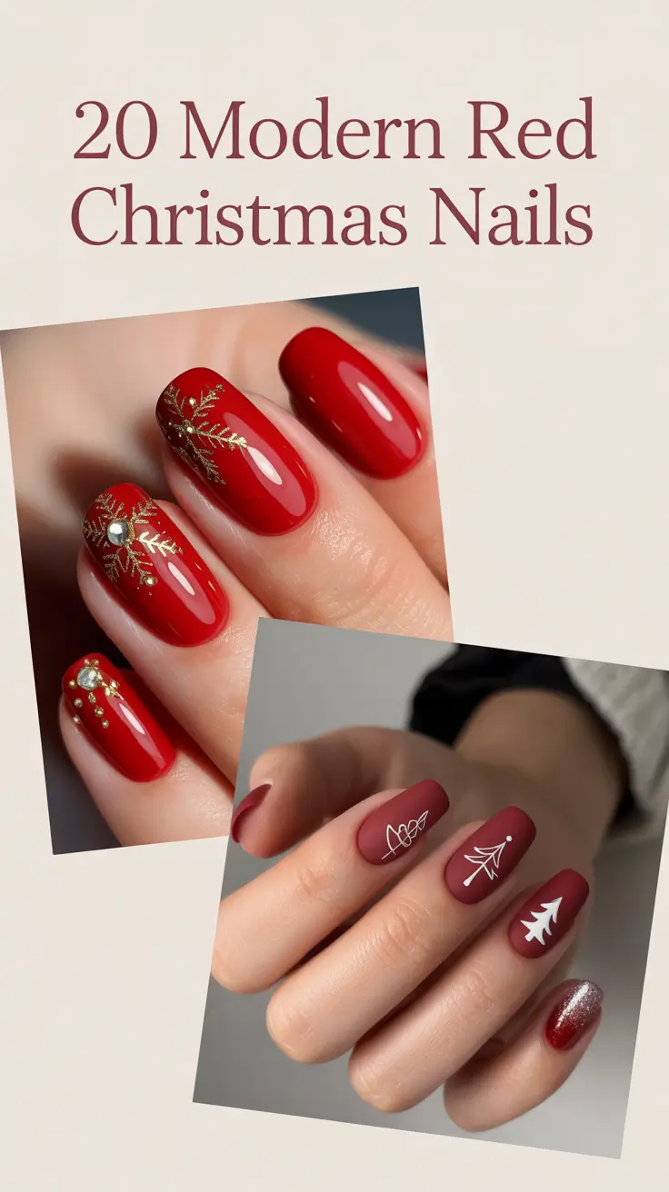 Modern Red Christmas Nails 2025: Sparkly and Classy Winter Designs to Inspire Your Holiday Look