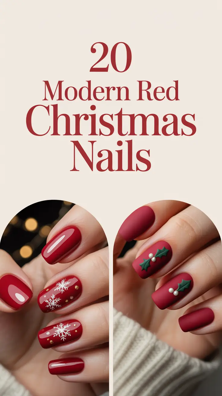 Modern Red Christmas Nails 2025: Sparkly and Classy Winter Designs to Inspire Your Holiday Look