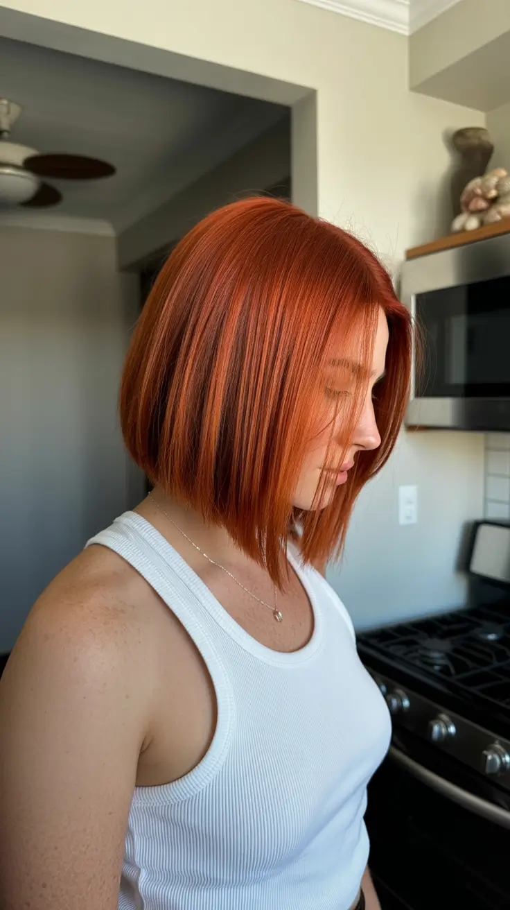 Modern Winter Bob Haircuts 2025-2026 Spiced Copper Angled Bob