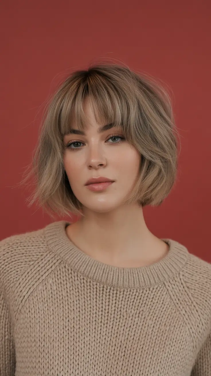 Modern Winter Bob Haircuts 2025-2026 Soft Layered Blonde Bob with Bangs