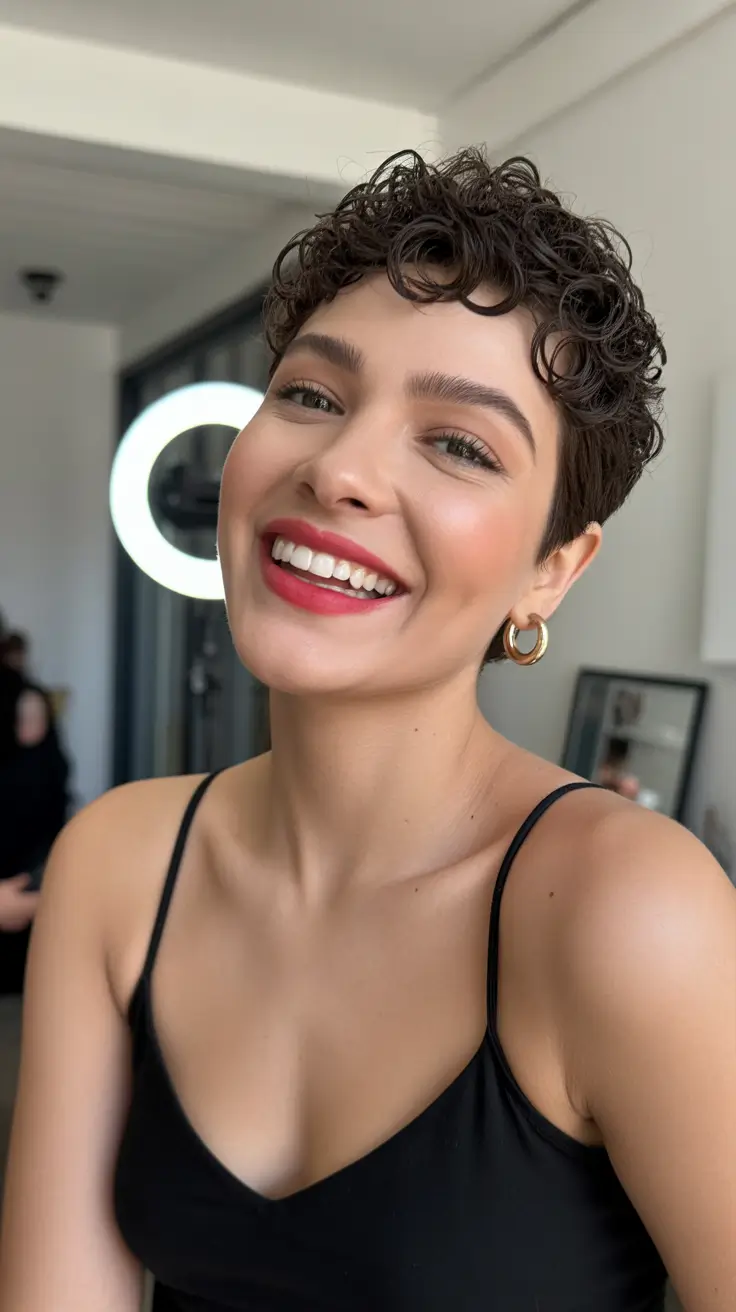 pixie haircut in winter Chocolate Curls Pixie