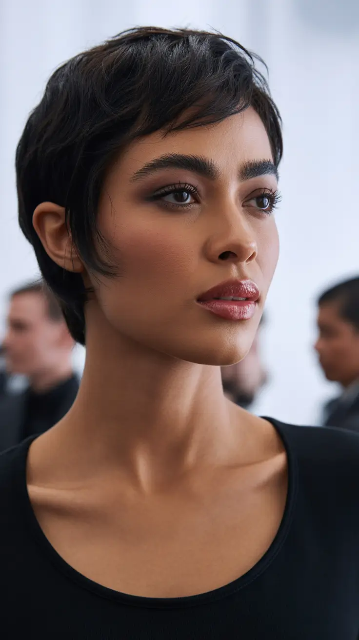 winter pixie haircut aespa Runway Soft Layered Pixie
