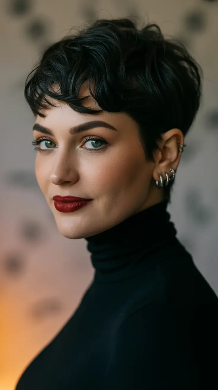 Undercut winter pixie haircut 2026 Velvet Noir Undercut Pixie