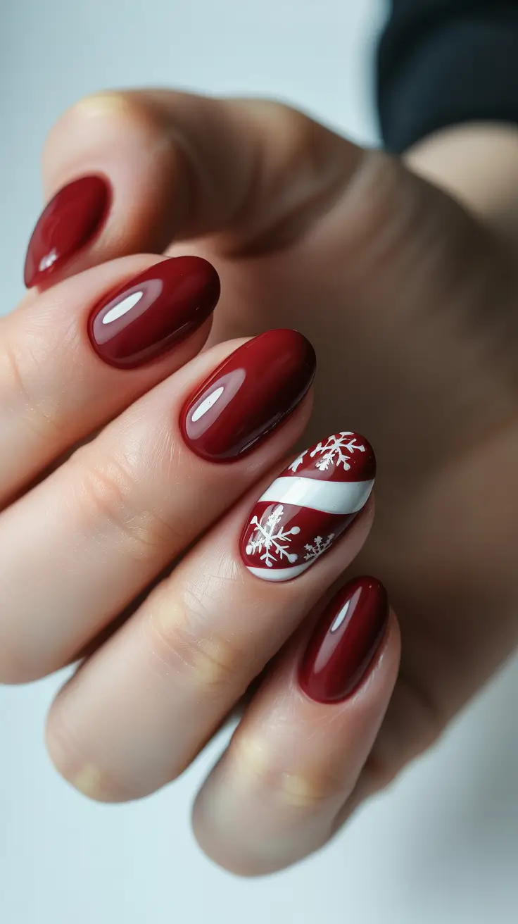 red winter nails ideas 2025-2026 Crimson Snowfall