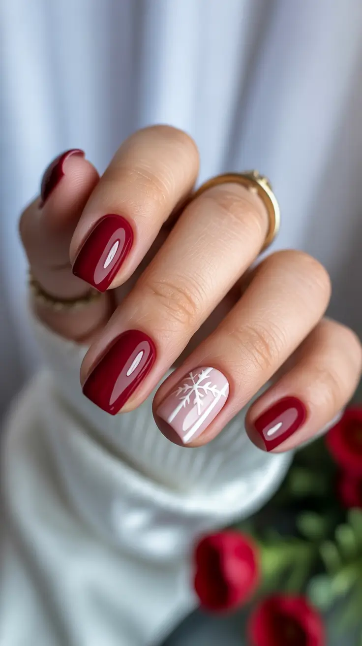 red winter nails ideas 2025-2026 Frosted Minimalism