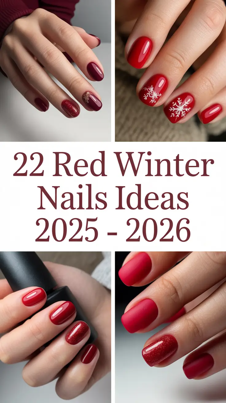 Red Winter Nails Ideas 2025–2026: Cute, Simple & Acrylic Designs for a Cozy Season