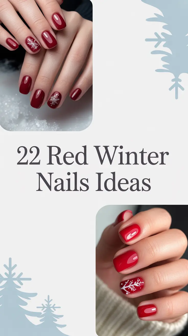Red Winter Nails Ideas 2025–2026: Cute, Simple & Acrylic Designs for a Cozy Season
