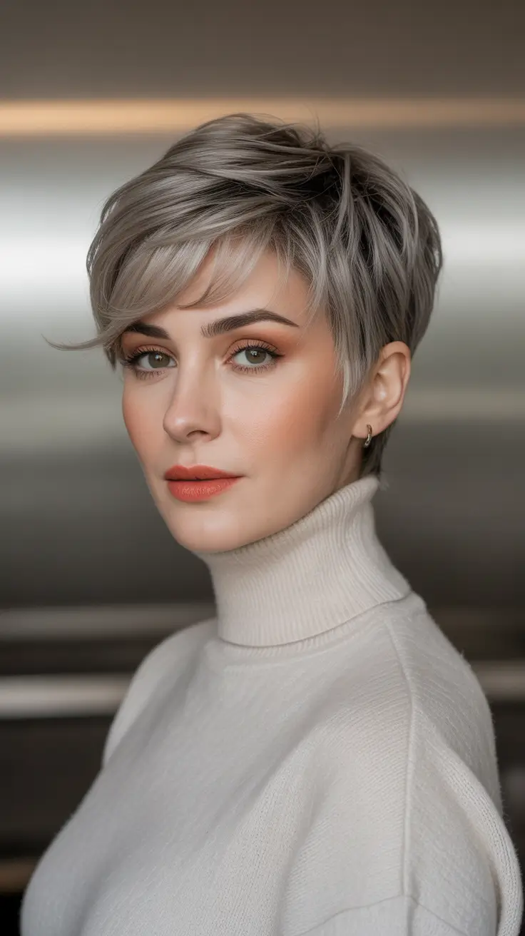 short winter haircuts 2025 - 2026 Frosted Pixie Elegance