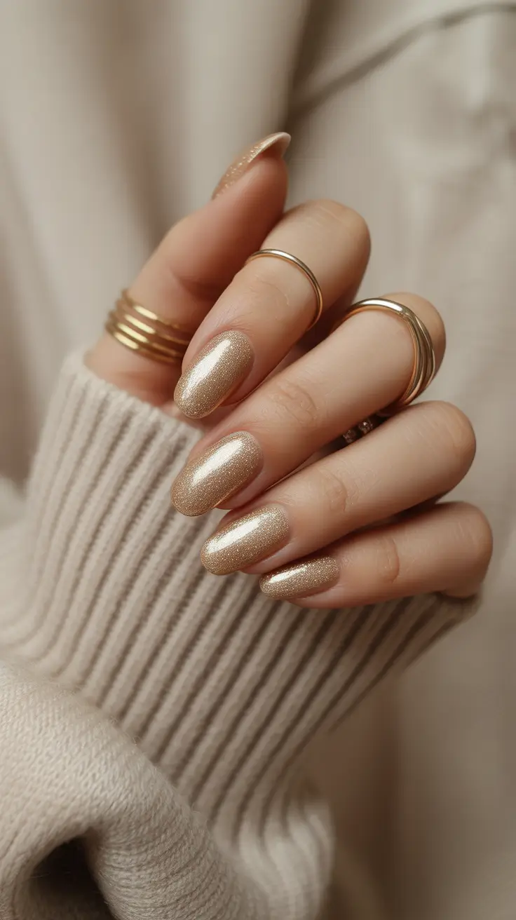 simple winter nails short neutral Golden Hour Glow
