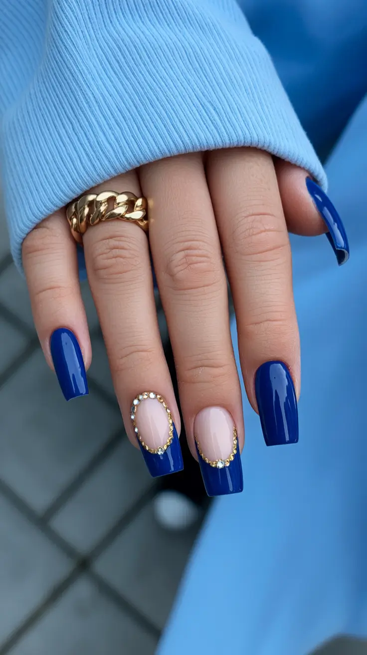 simple winter nails blue Royal Blue Glam
