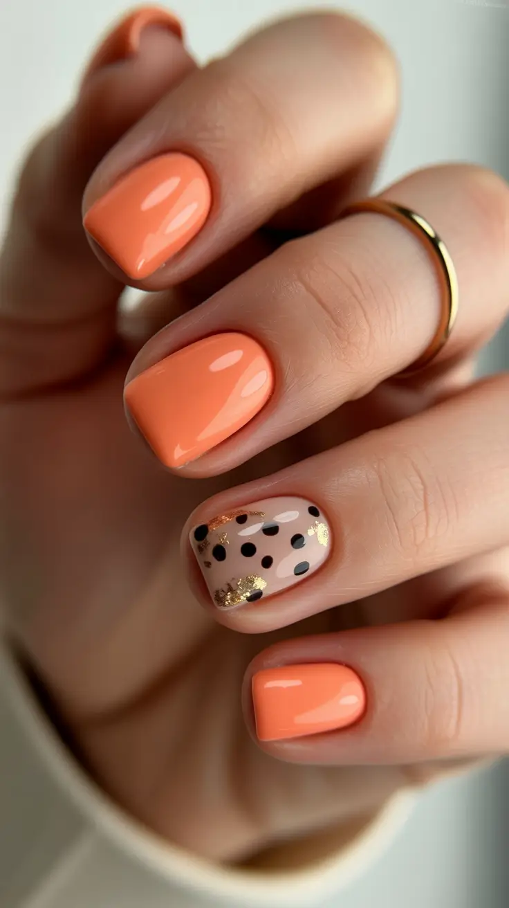 simple winter nails acrylic Peach and Polka Perfection