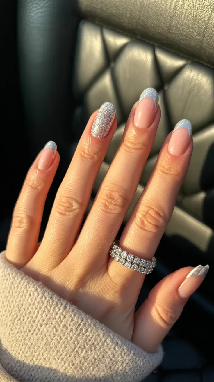 simple winter nails 2026 almond Silver Frost French