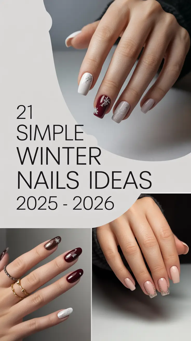 Simple Winter Nails Ideas 2025–2026: Cute Gel, Almond & Short Neutral Designs for the Cold Season