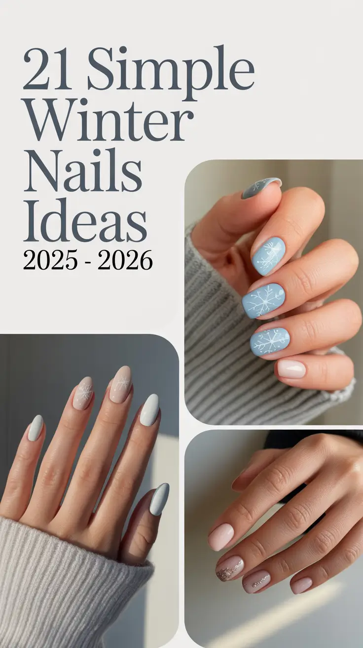 Simple Winter Nails Ideas 2025–2026: Cute Gel, Almond & Short Neutral Designs for the Cold Season