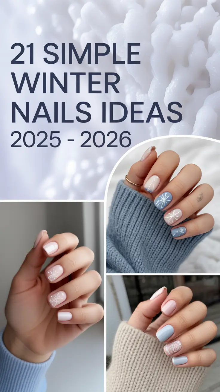 Simple Winter Nails Ideas 2025–2026: Cute Gel, Almond & Short Neutral Designs for the Cold Season