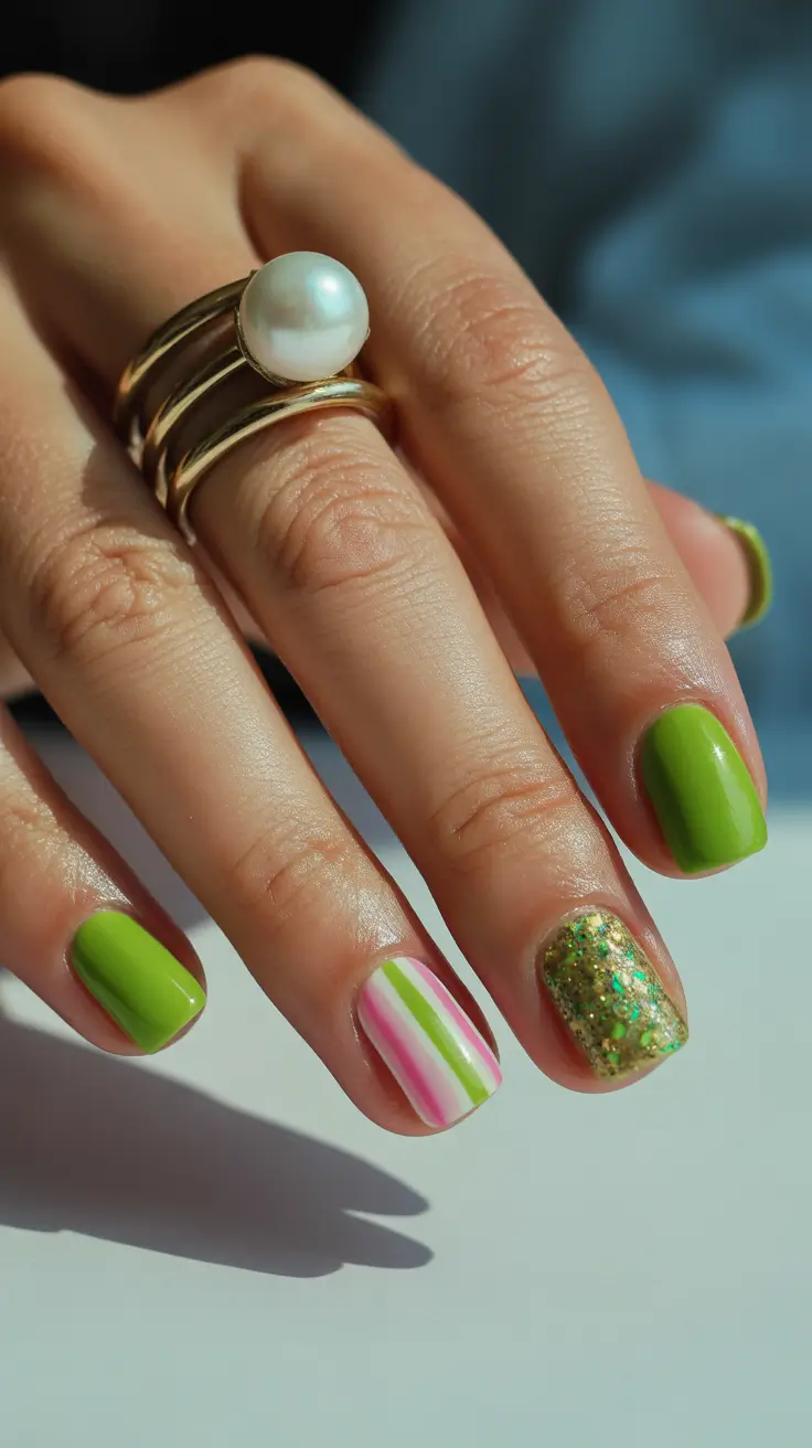 short winter nails green Fresh Green Peppermint