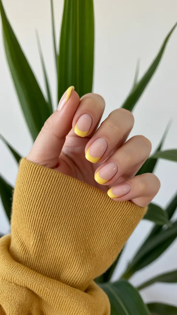 short winter nails simple Sunny Yellow French