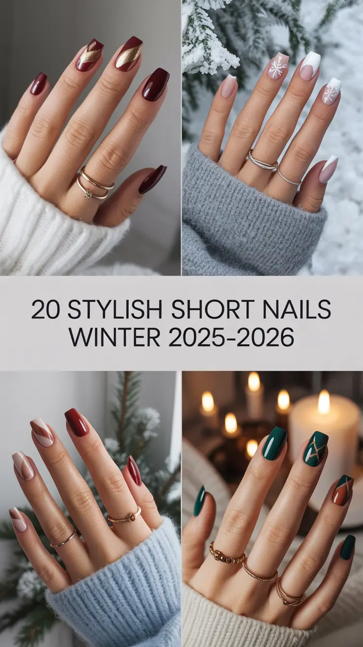 Stylish Short Nails Winter 2025–2026: Cute Christmas & Colorful Design Ideas