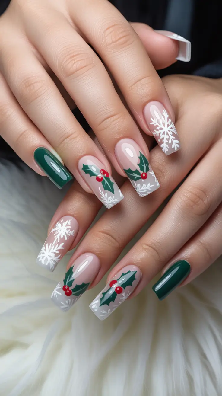 christmas nail colors 2025 Holly Berry Magic