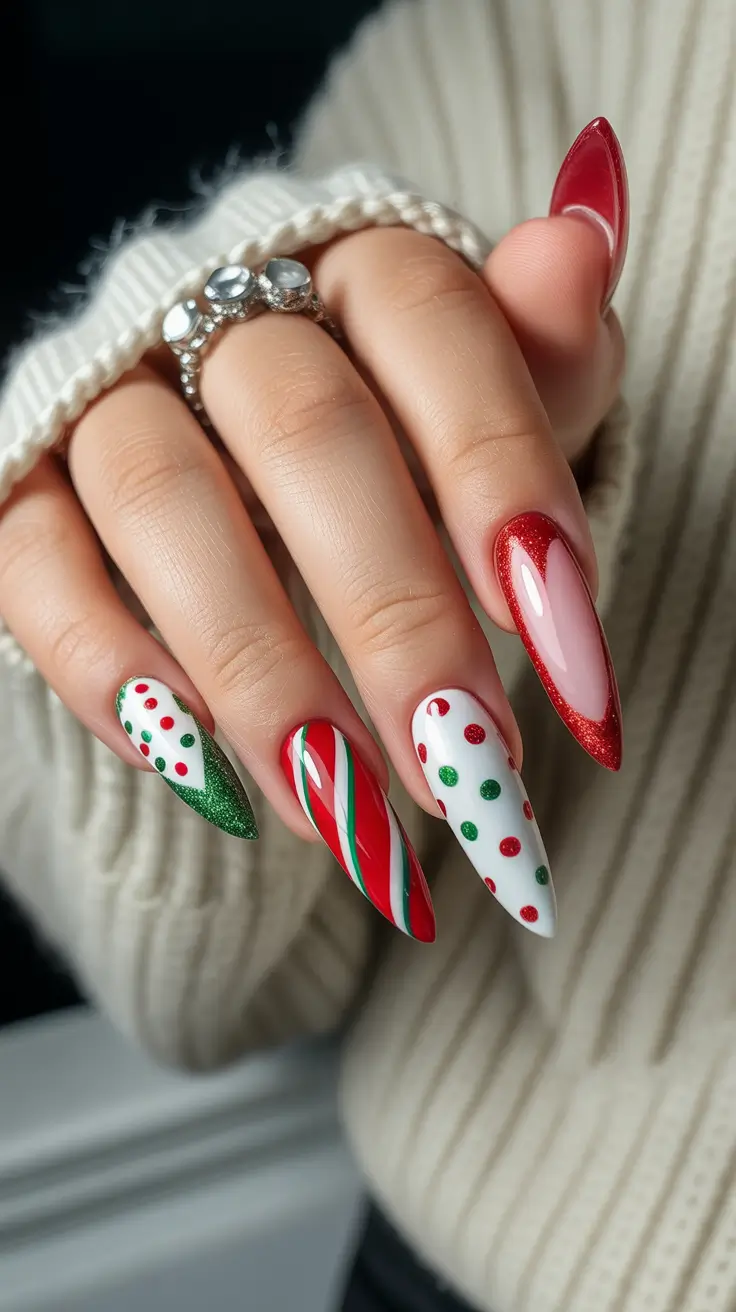 christmas nail colors 2025 Peppermint Spark & Polka Joy