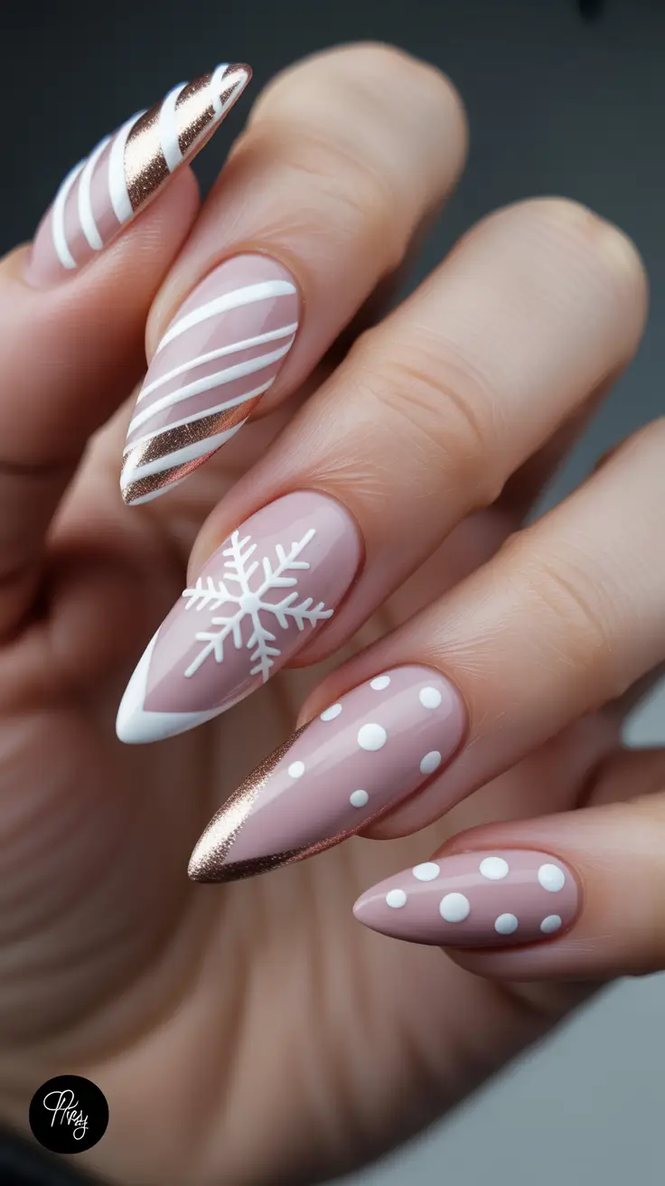 christmas nail colors 2025 Rose Frost Whispers