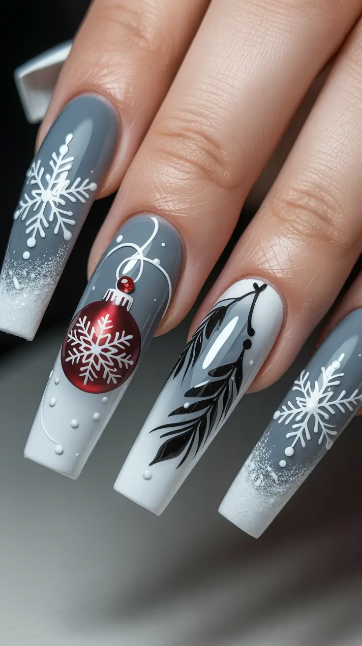 christmas nail colors 2025 Frosted Gray Charm