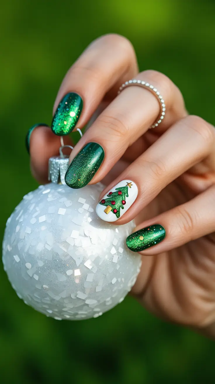 christmas tree nails designs Emerald Ornament Vibes