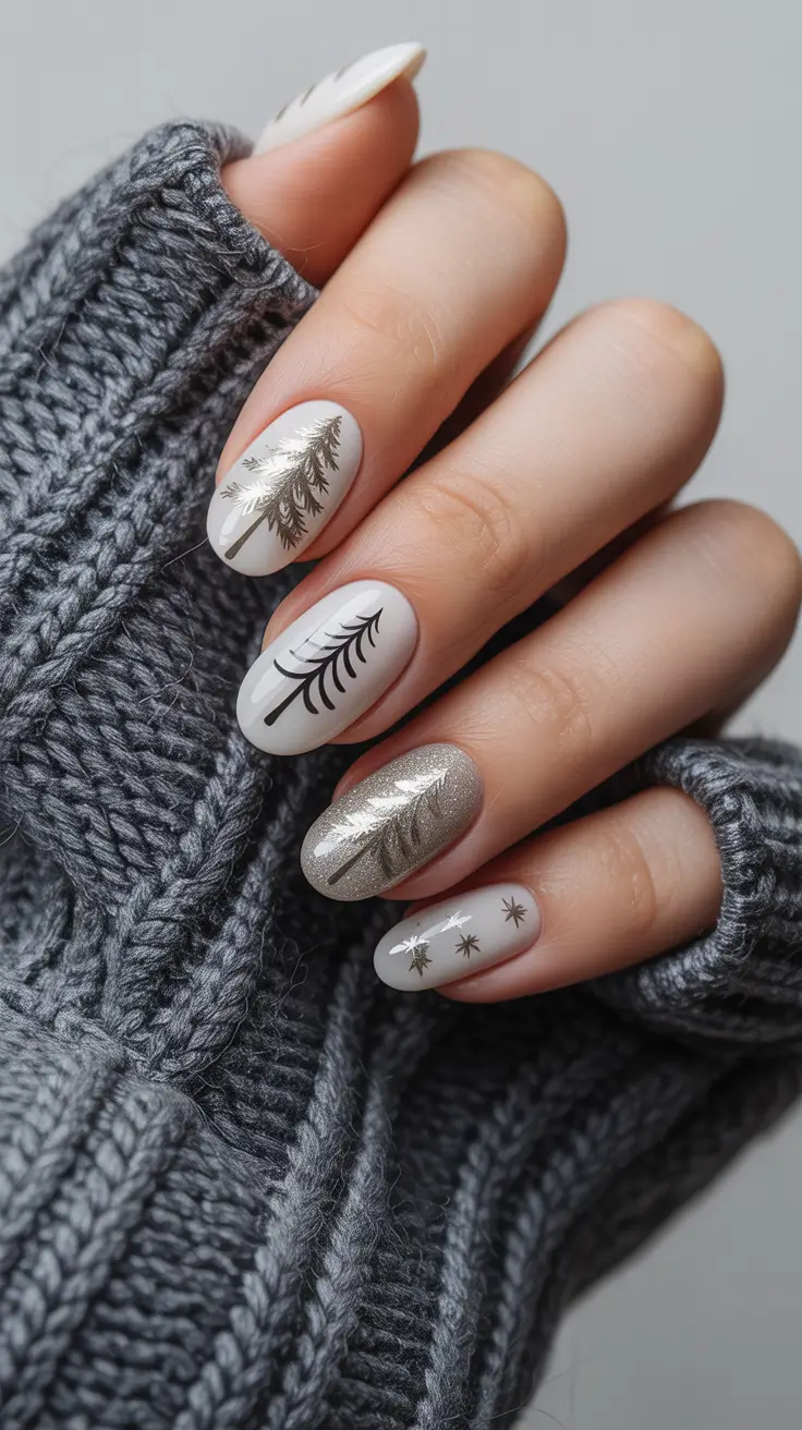 christmas tree nails designs Silver Forest Minimalism