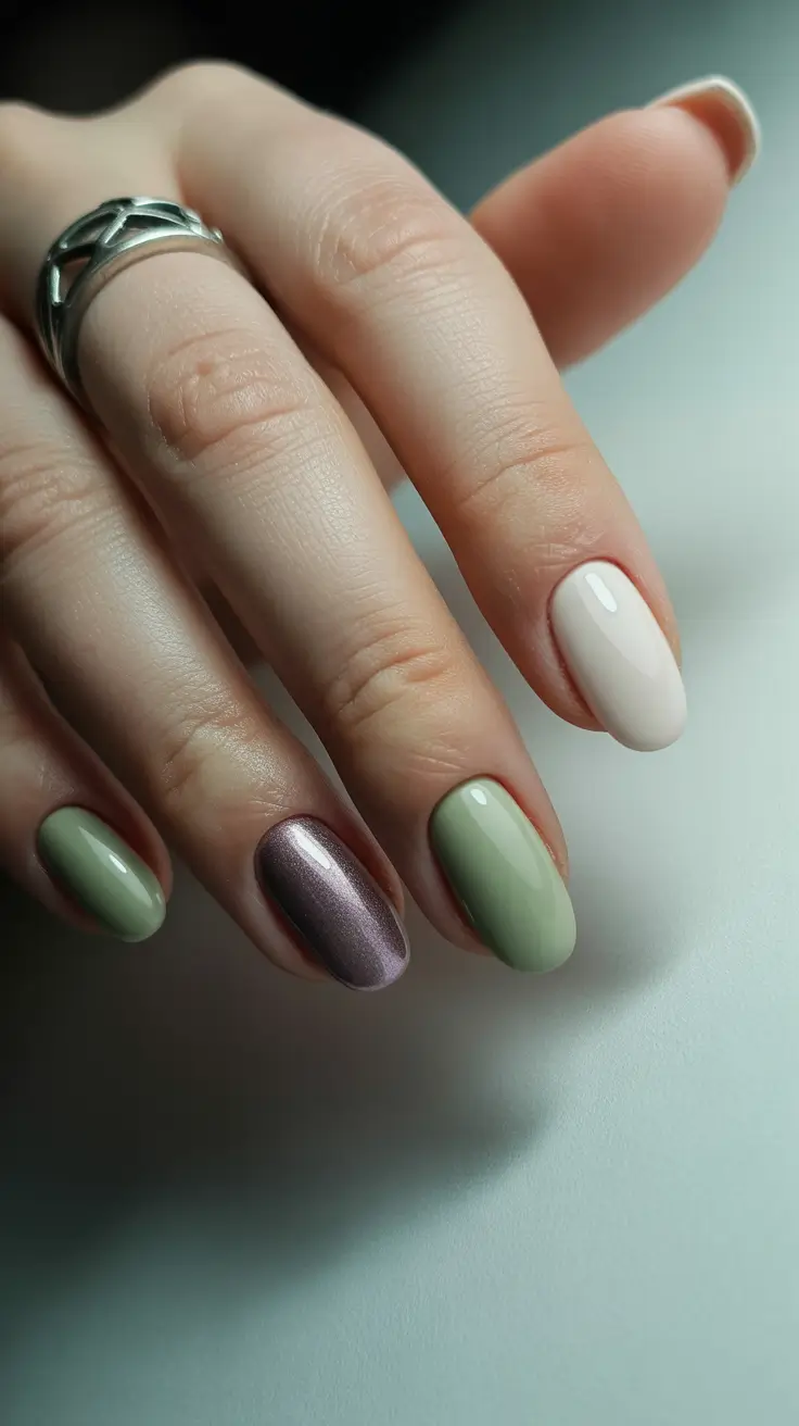 Trendy Classy Winter Nail Ideas 2025-2026 Sage & Mauve Harmony