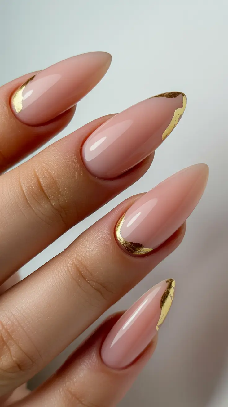 Trendy Classy Winter Nail Ideas 2025-2026 Soft Gold French Elegance