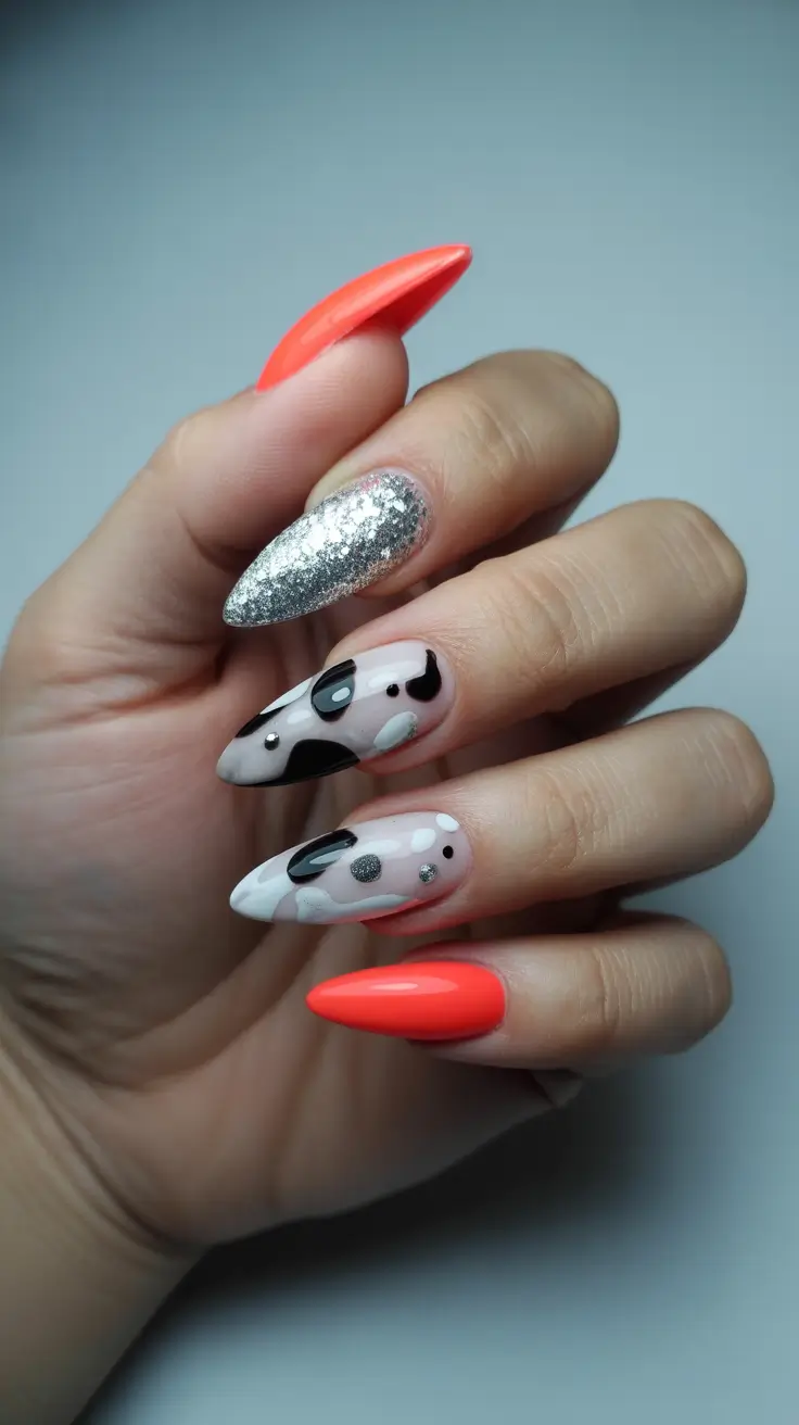 Trendy Classy Winter Nail Ideas 2025-2026 Modern Pop & Silver Glam