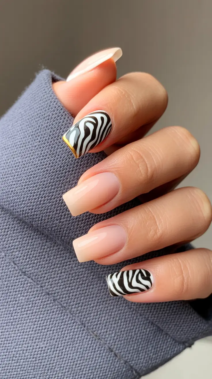 Trendy Classy Winter Nail Ideas 2025-2026 Chic Zebra Luxe