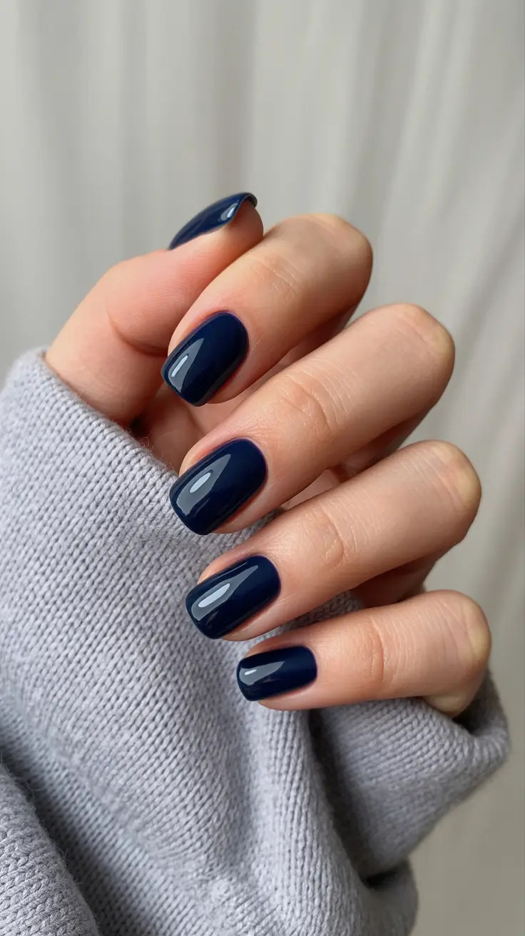 Trendy Classy Winter Nail Ideas 2025-2026 Midnight Navy Gloss