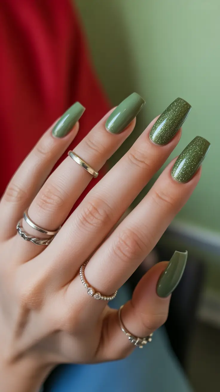 Trendy Classy Winter Nail Ideas 2025-2026 Olive Winter Charm