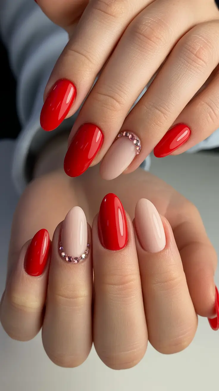 Trendy Classy Winter Nail Ideas 2025-2026 Ruby Luxe Accent