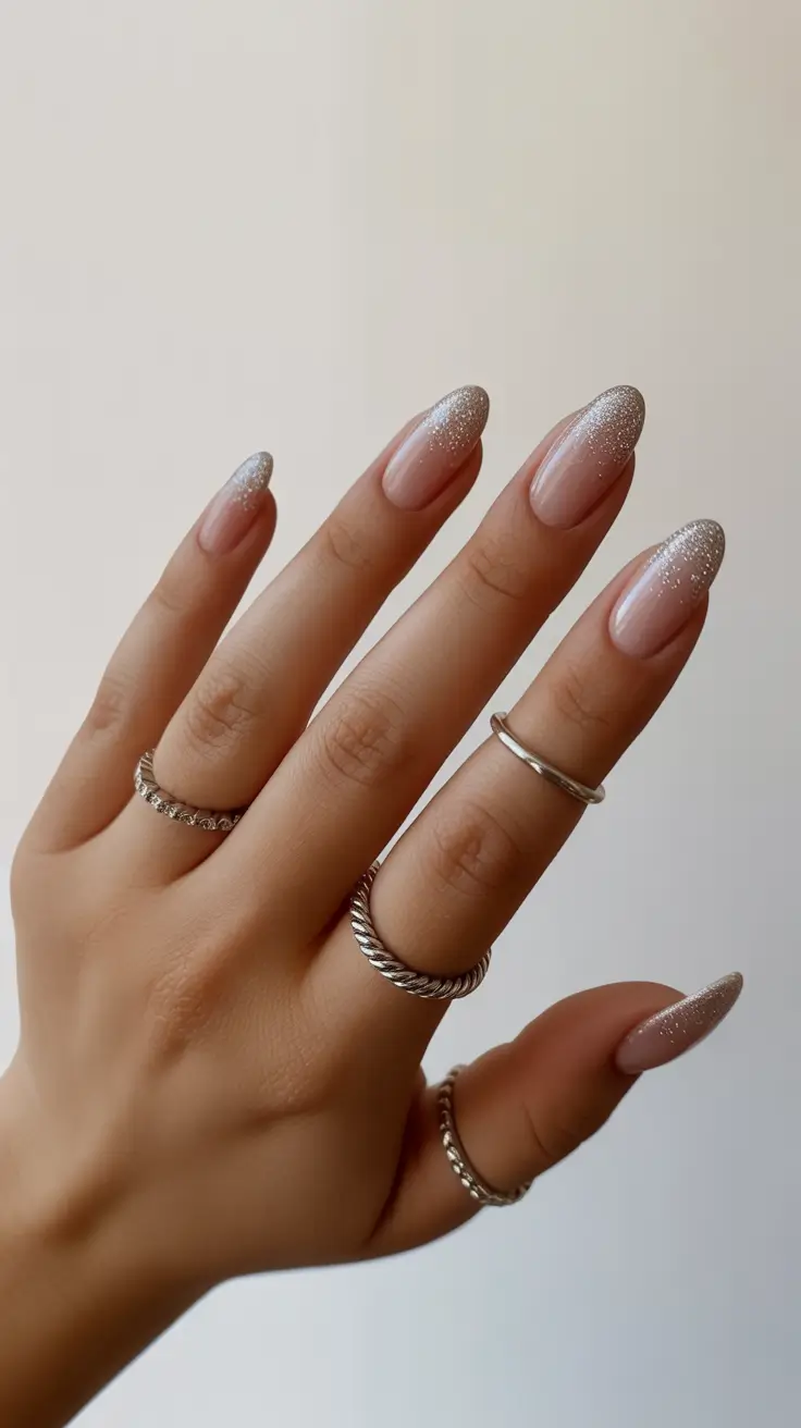 Trendy Classy Winter Nail Ideas 2025-2026 Frosted Silver Veil