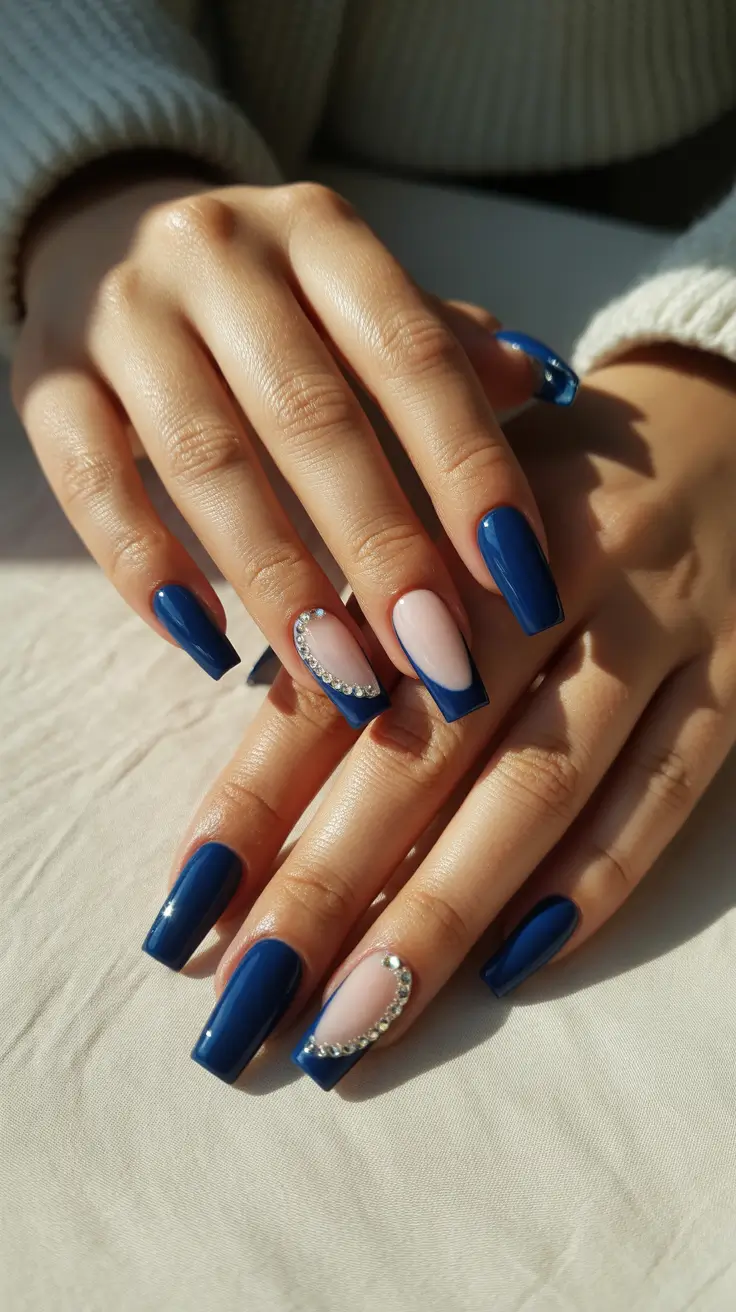 winter french tip nails coffin blue 2026