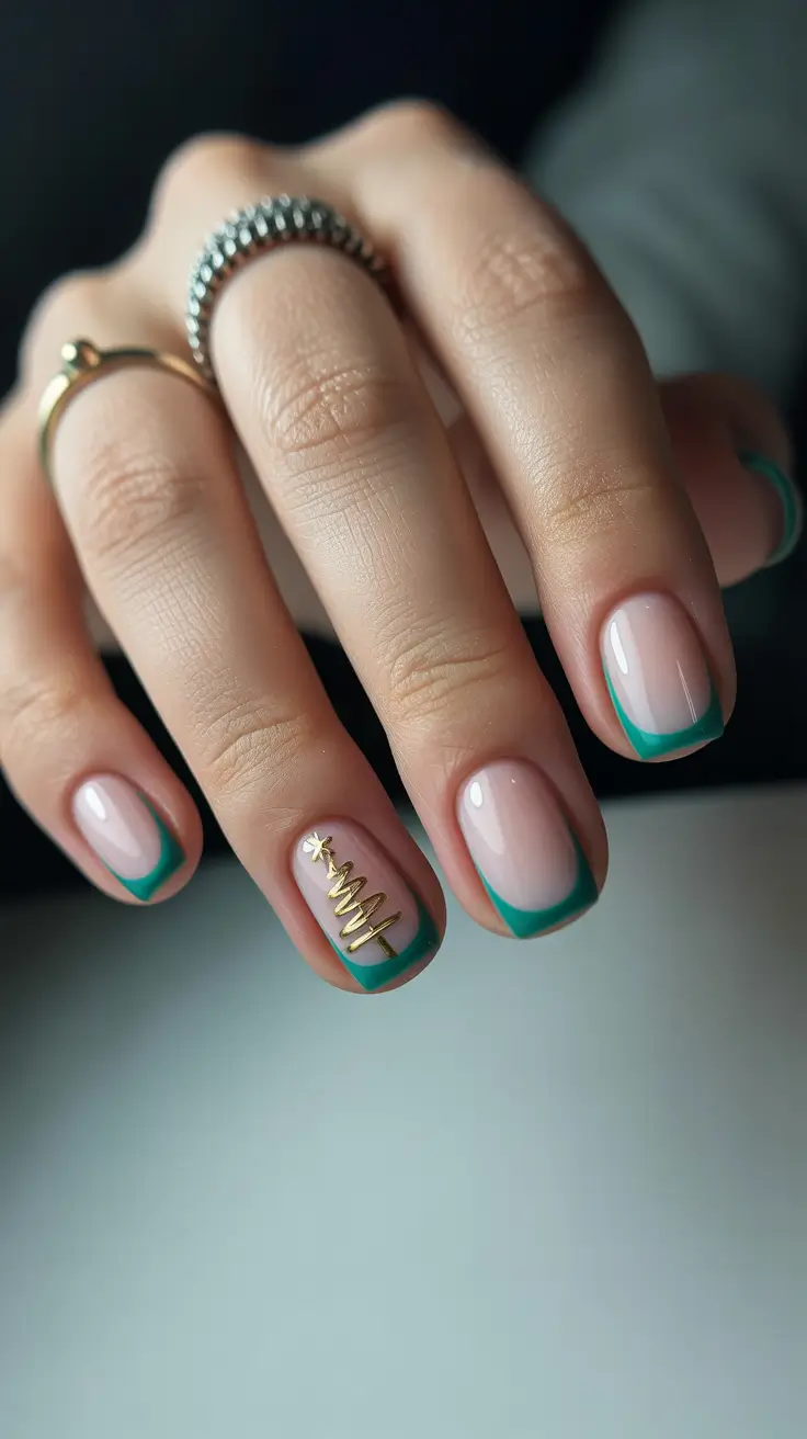 winter french tip nails square christmas 2025